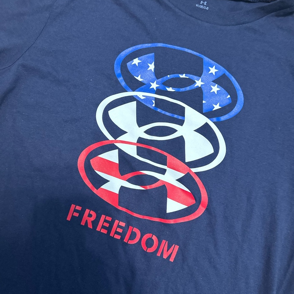Under Armour Navy Graphic 'Freedom' Short Sleeve Tee - Picture 3 of 5